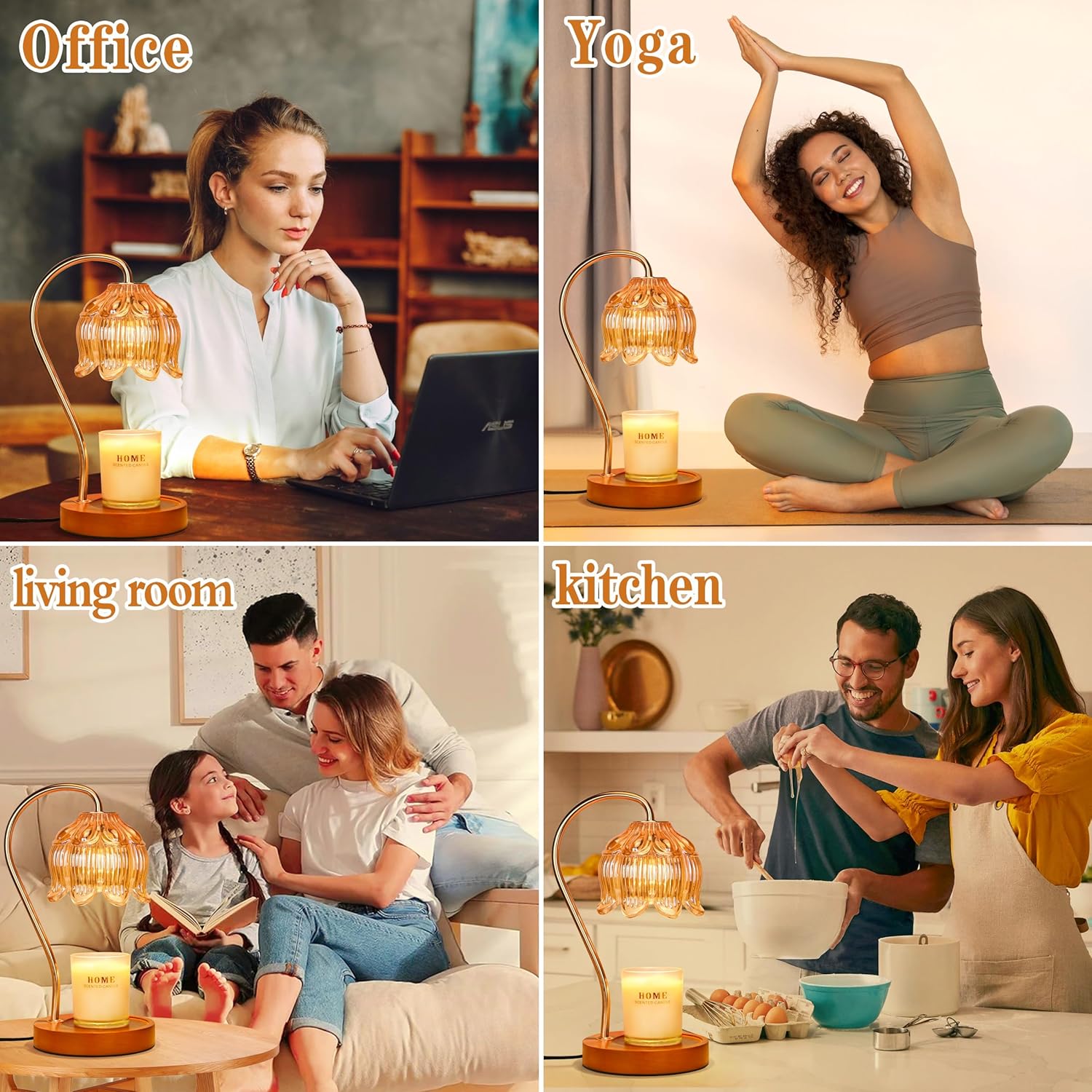 Flower Candle Warmer Lamp with Timer, Dimmable Candle Lamp Warmer, Mothers Day Birthday Gift for Women Her Mom, House Warming for New Home Decor, Lotus Wax Warmer for Yankee Candles