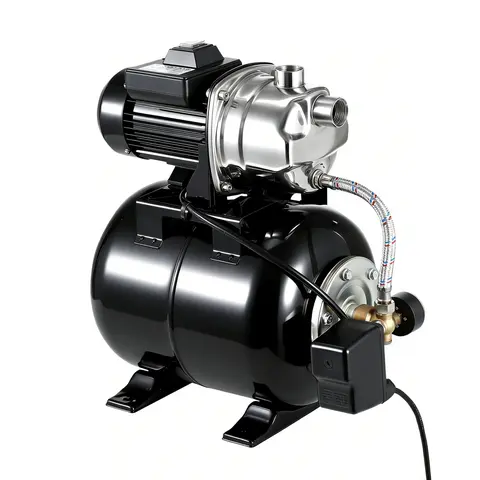 Garvee Upgraded 1.6 HP Stainless Steel Shallow Well Jet Pump with 5-Gallon Pressure Tank – Automatic Pressure Switch, 1320 GPH, 130ft Max Lift, 20ft Suction – Reliable Water Booster for Home, Garden, Farm, Irrigation