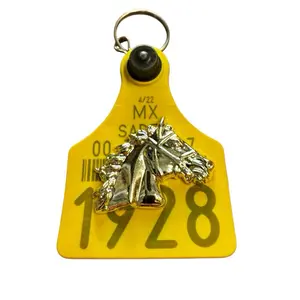 Cattle Tag Keychain Arete de Vaca Llavero con Concho