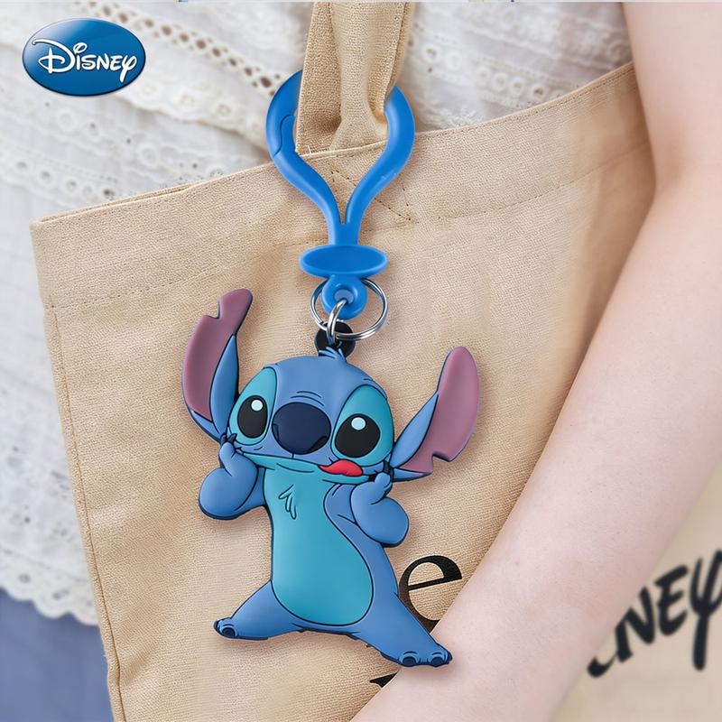 Disney Stitch PVC Keychain 1PC Official License Cute Animal Bag Clip Charms Anime Figure Collector Keyring Backpack Decor Durable PVC Soft Rubber Gift