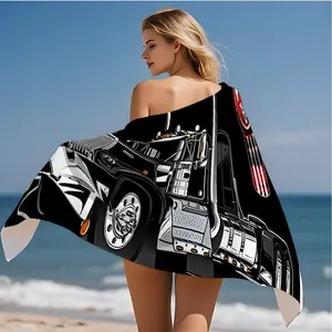 1pc American Kenworth Truck Print Beach Towel, 80x160cm Extra Large Quick-Dry Absorbent Bath Towel, Swimming Travel Camping Beach Towel, Quick Drying Towels
