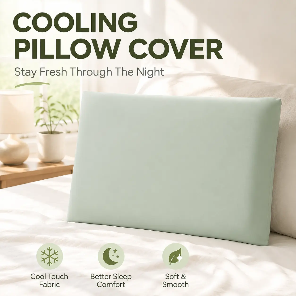 2-pack cooling pillowcases with adjustable drawstrings, soft and breathable, suitable for hot sleepers