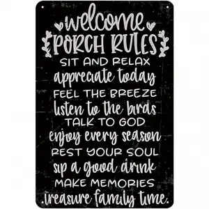 ART Welcome Sign for Front Porch - Patio Porch Signs Outdoor, Vintage Tin Signs for Front Door, Home, Farmhouse, Garden, Patio and Yard Decor Art Accessories, 8 x 12 inch Metal Room Wall