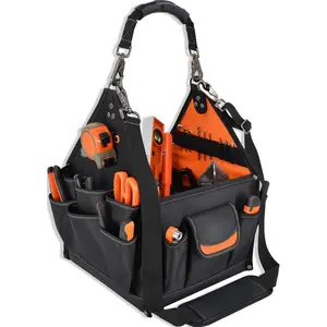 40-Pockets Tool tote, 25L Tote tool bag, Tech tools bag, Electrical tool bags, Open top tools bags, Tool tote with handle, Maintenance tool bag