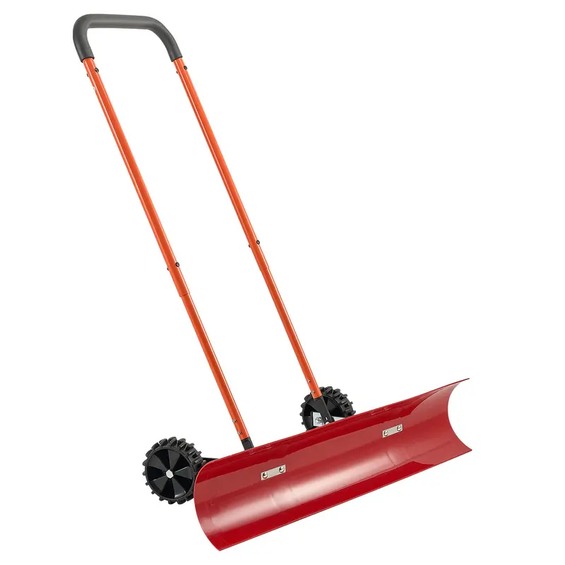 VEVOR Heavy Duty Wheeled Plastic Snow Shovel, 37.8 in Wide 72° Dual-Angle Blade, Dual-Directional Tilt, 90° Adjustable Handle, PC+ABS Wear-Resistant, Portable Yard Tool for Driveways, Sidewalks