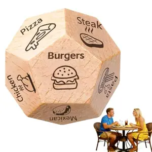 12-Sided Couple Game Dice, Food-Grade Date Night Dice, Valentine's Day Engaging Interactive Gift, Food Activity & Gift Exchange, Wooden Dice