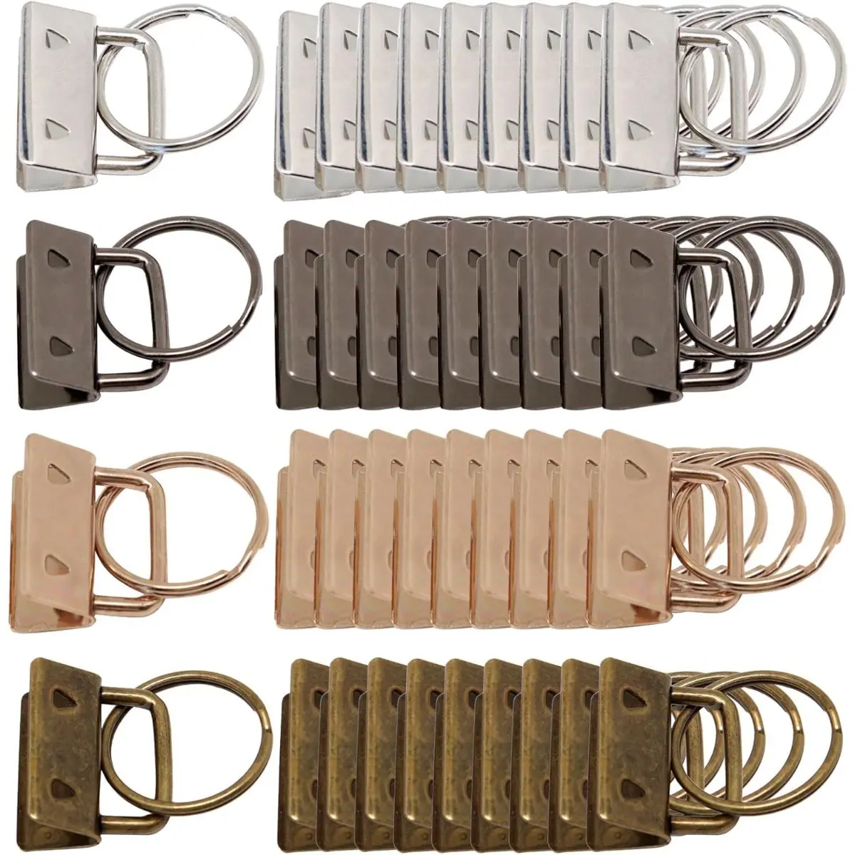 40-Pc Durable DIY Keychain Hardware Multipack - 1-In Metal Parts, 4 Colors, Wristband, Dividing Ring, Keychain Pliers, Sewing Accessories for DIY Crafts, Friends’ Daily Use