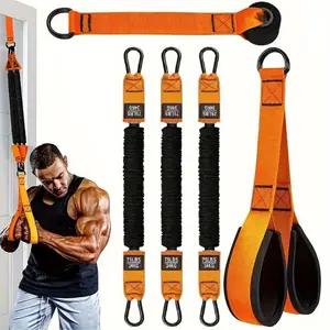 Outdoors 5pcs Heavy-Duty Latex Resistance Training Set | Adjustable Resistance up to 225lbs | Includes Handle, Door Anchor & 3 Resistance Bands for Deltoid Press, Face Pull & Bicep Curl
