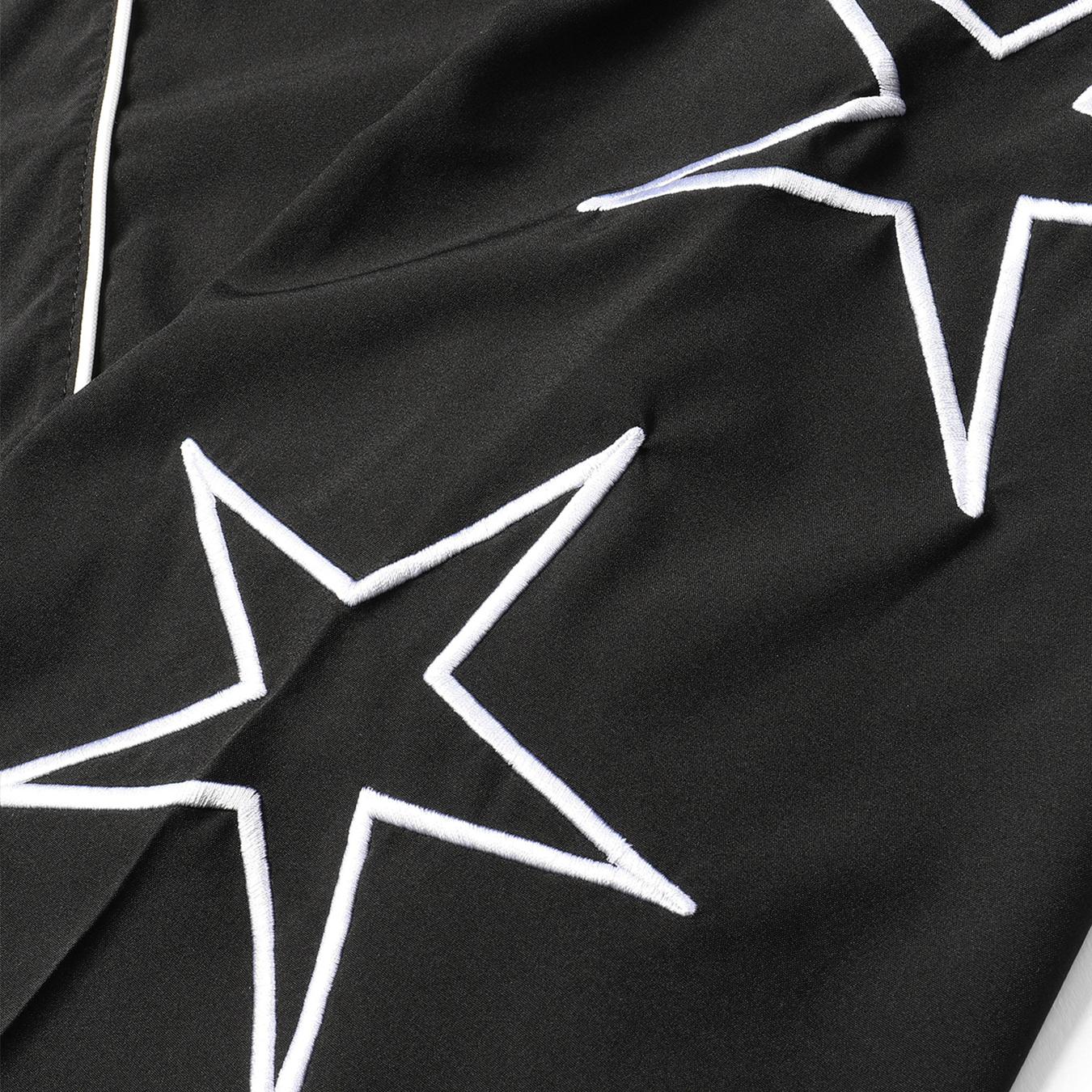 Men’s star print wide-leg track pants, drawstring streetwear sweatpants with contrast stitching, casual loose athletic bottoms for everyday wear