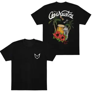 Cosa Nuestra Caribeño T-Shirt 2 Sides , Puerto Rico Basic Crewneck Tee, Rauw Tee