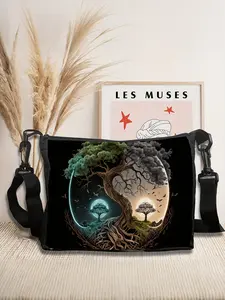 Magic Tree Print Crossbody Bag, Tarot Enthusiast Fashion Satchel, Casual Women's Shoulder Bag, All Seasons Accessory, Crossbody Purses, Cross Body Bags