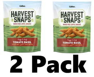 Harvest Snaps Red Lentil Snack Crisps Tomato Basil, 3.0 oz  Plant-based | Baked, never fried | Certified Gluten-Free (2 pack) Flavor Dry