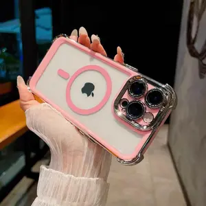 Electroplated Four-Corner Anti-Drop IP 17 Pro Max Magnetic Phone Case IP 16Airbag Anti-Drop 15 Protective Cover Outdoorfun Protection