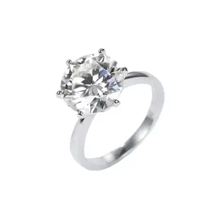 Platinum-Plated 5 Carat  Moissanite Solitaire Ring
