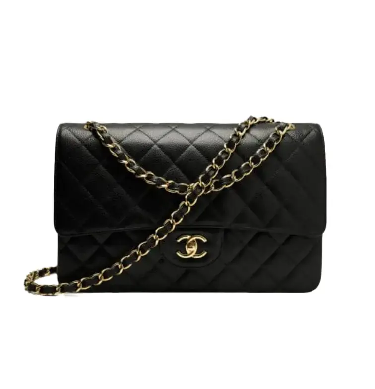 Pre-owned CHANEL Caviar Shoulder Bags Classic Flap Jumbo Black Gold Hardware Z 1593