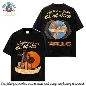 KG Viajando por el Mundo Tropitour 2026 Graphic T-Shirt, Tropicoqueta Album Merch Inspired Tee, Made in USA, 100% Cotton, La Bichota Concert Streetwear Shirt, Bichotas Fan Gift for Music Fans
