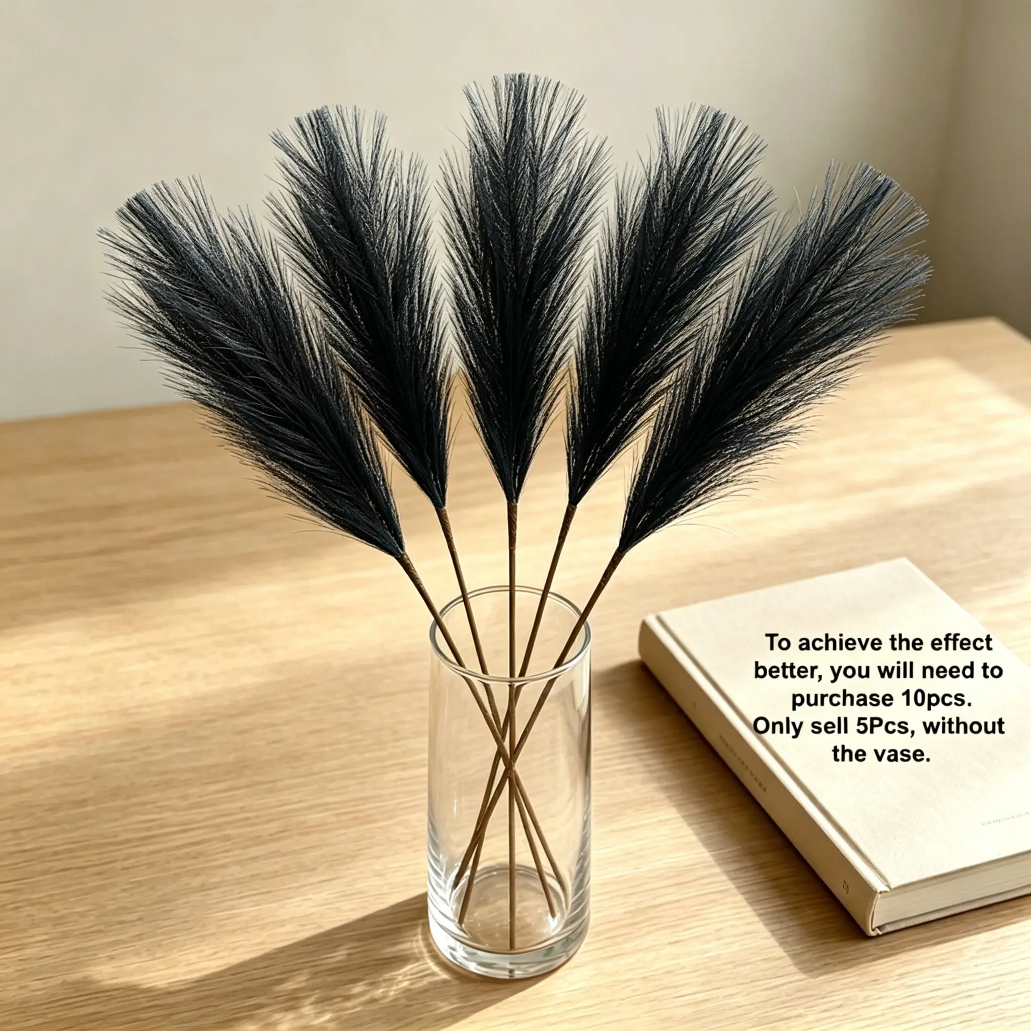 5pcs Set Artificial Reed Grass Decor, Plush Grass Decoration, Long Artificial Fluff Balls for Gothic Room, Holiday or Daily Home Decor Plants, Faux