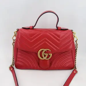 Pre-owned GUCCI leather Crossbody Bags Calfskin Matelasse Small GG Marmont Top Handle Shoulder Bag