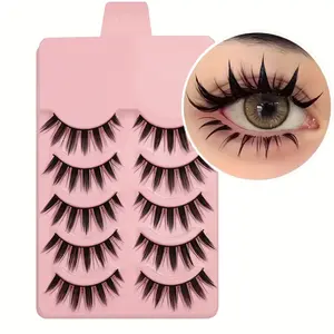 5 pairs of dramatic comic style false eyelashes - thick doll eye makeup, suitable for role-playing and casual wear, lightweight and reusable, Cosmetic