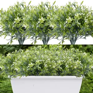 12 count Artificial  for Outdoor Artificial   Faux  Flower    for Outdoor  Plastic  (12, White)