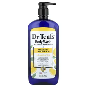 Dr. Teal's Body Wash With Pure Epsom Salt, Prebiotic Lemon Balm & Essential Oils, 24 fl oz (710 ml)
