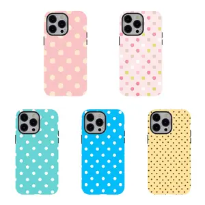 [No magnetic]  Pastel Polka Dot Phone Case,Aesthetic Dual-Layer design durable phone Cover,Cute Retro Polka Dot Print for iPhone 17 16 15 14 13 12 11 8 7 for Samsung Series,Shockproof Protective hard Cover,perfect gift for her
