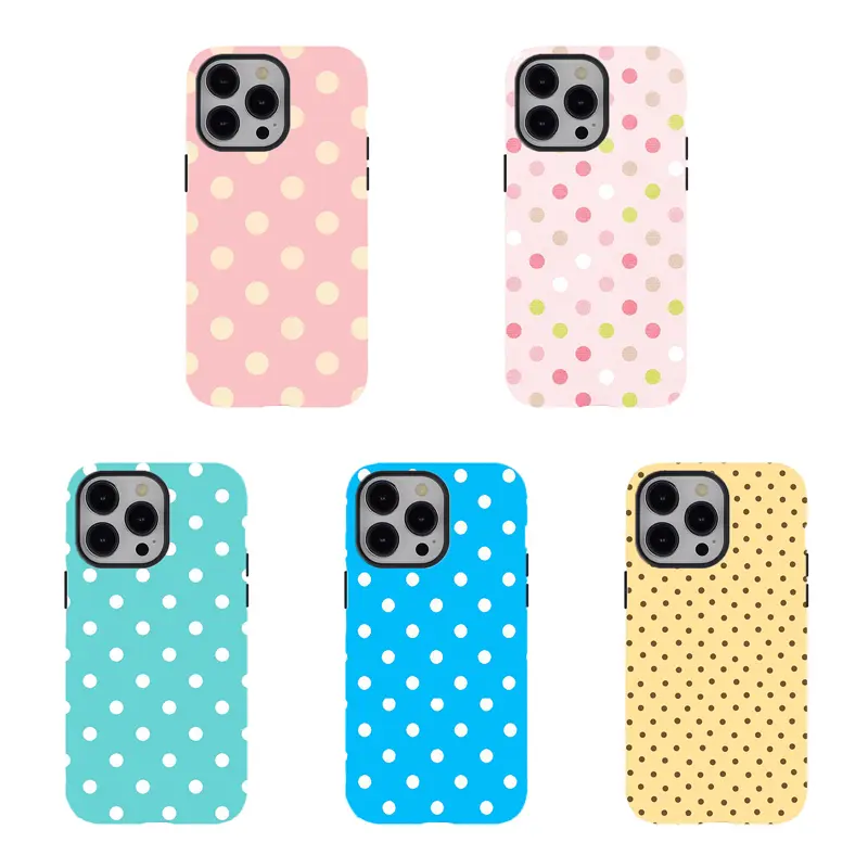 [No magnetic]  Pastel Polka Dot Phone Case,Aesthetic Dual-Layer design durable phone Cover,Cute Retro Polka Dot Print for iPhone 17 16 15 14 13 12 11 8 7 for Samsung Series,Shockproof Protective hard Cover,perfect gift for her