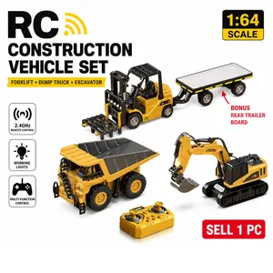 1:64 RC Forklift Toy with Adjustable Mast and Crane, Switchable Between Forklift and Crane, Mobile APP Control for Kids 6 Years Plus