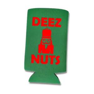 Funny Holiday Slim Cooler, Deez Nuts Nutcracker Skinny Coolie, Gift for your Christmas Party or White Elephant, Drink Accessory for Spiked Seltzer