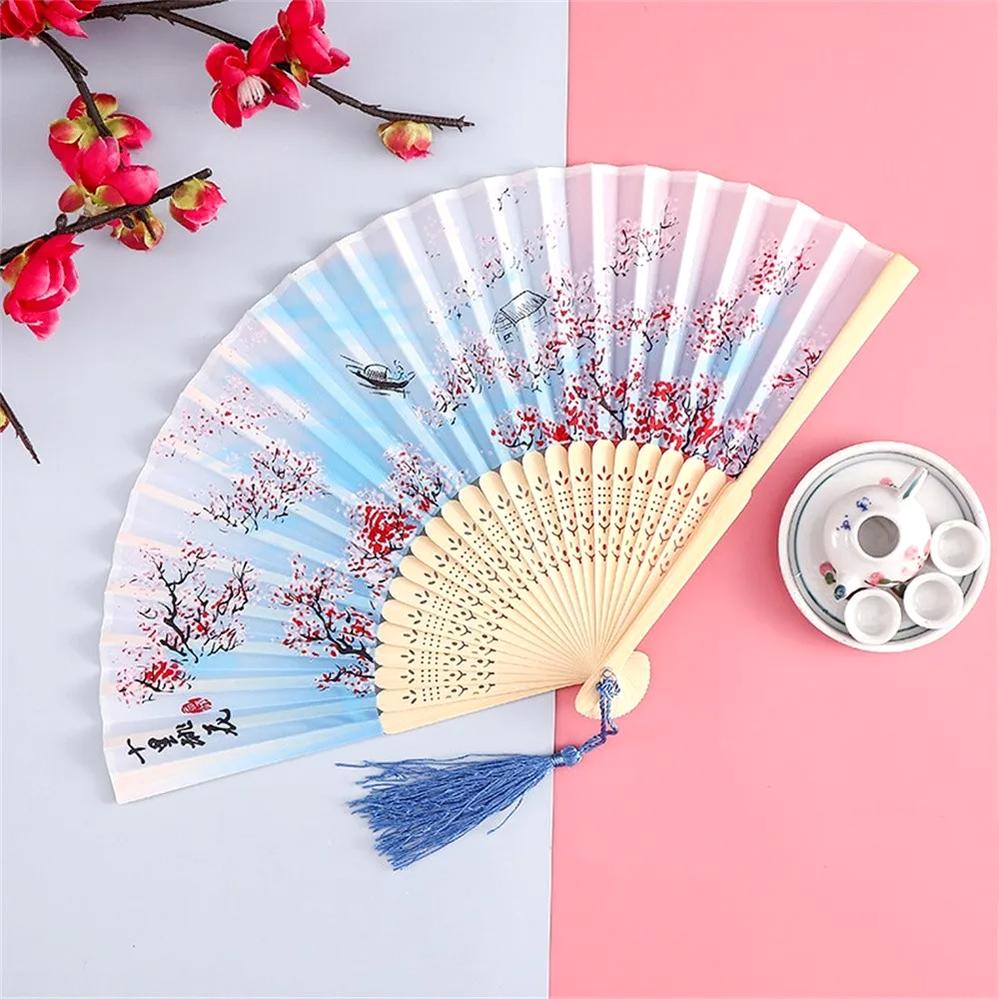 1 Count Chinese Style Folding Fan Elegant Cultural Decorative Handheld Fan For Wedding Party Home Decoration Ideal Gift Choice Viral TikTok Aesthetic Room Decor Must Haves