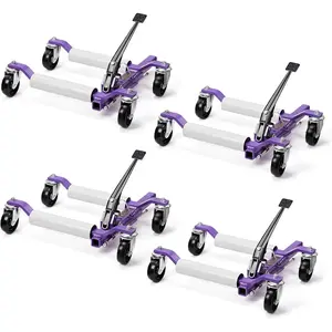 【Summervibes】TUFFIOM Car Wheel Dolly Jack Set of 4, Mechanical 1500-lbs Car Skates, 12'' Wheel Vehicle Positioning Jack, Heavy Duty Rollers with Ratcheting Foot Pedal for Tire Auto Repair Moving