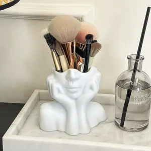 Elegant Makeup Brush Storage Box, No Assembly Required, Suitable for Home Salon Office Use, Compatible with Beauty Sponge Eyebrow Pen