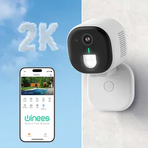 Winees Smart Cameras for Home/ Pets Security, Wired 2K Wi-Fi Camera for Indoor/Outdoor, AI Alarm Detection, Color Night Vision, 2-Way Audio, 2.4G