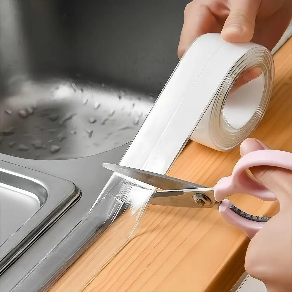 Sealing Tape, Sealant Tape, Transparent Adhesive Tape, Waterproof Mildew Resistant Tape, Pvc Self Adhesive Decorative Tape for Bathroom Kitchen Sink and Hob Rim, Long Lasting Adhesive, Leak Proof Seal