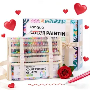 Languo 168pcs Carry Bag Art Kit, Large Capacity Journaling Gel Pens & Acrylic Paint Markers, Auto Ink System, Professional Art Creation, Christmas Presents