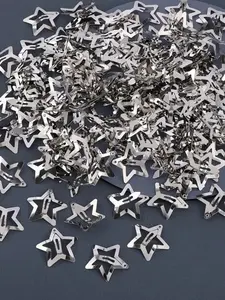 40pcs Women Star Shaped Fashion Snap Clip, Silver Color Hair Accessories, Y2K Style Hair Bars & Claw Clips, All Season Casual