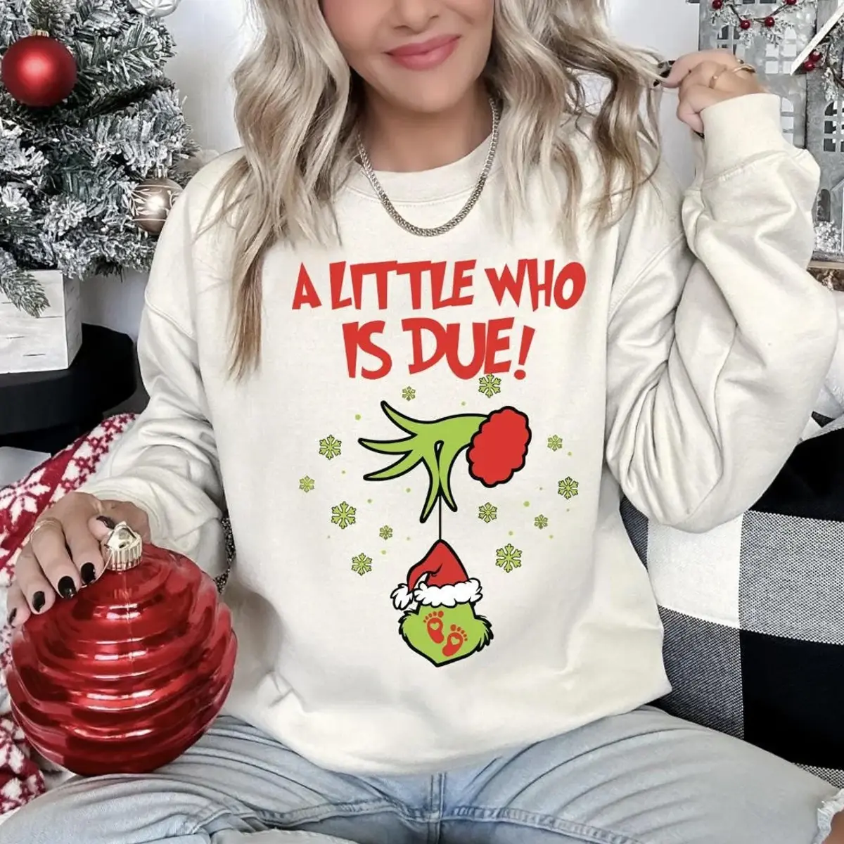 Christmas Pregnancy Announcement Sweatshirt, A little Who is Due Sweatshirt, Christmas Maternity, Christmas Pregnancy shirt, Baby Reveal
