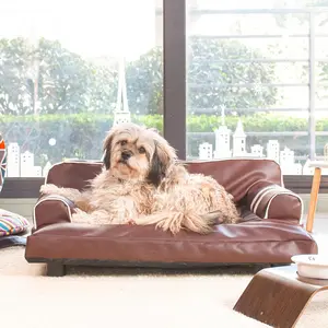 K.1 Wickman Pet Dog Sofa Bed, Home Furniture 2 in 1 Pet Couch with Built-in Platform Base for Winter & Summer Use, Detachable & Scratch Resistant for Dogs & Cats (Brown)