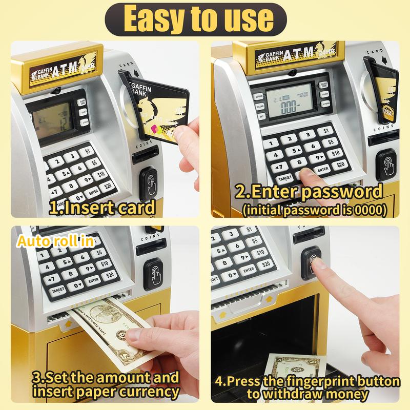 ATM Piggy Bank Toy for Kids with Debit Card, Bill Feeder, Coin Recognition & Automatic Balance Calculation, Perfect Gift for Teens ATM Piggy Bank Toy for Kids with Debit Card, Bill Feeder, Coin Recognition & Automatic Balance Calculation, Perfect Gift for Teens