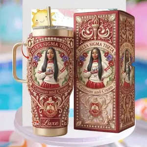 Delta Sigma Theta Sorority, Inc. 20oz Skinny Tumbler – Red & Cream 1913 Design