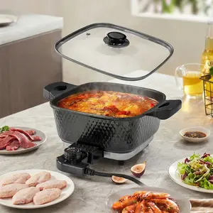 6L Electric Griddle with Lid, Non-Stick Multifunctional Electric Skillet, 1500W Fast Heating Electric Frying Pan for Grilling, Frying, Stewing, Hot Pot, Household Kitchen Appliance