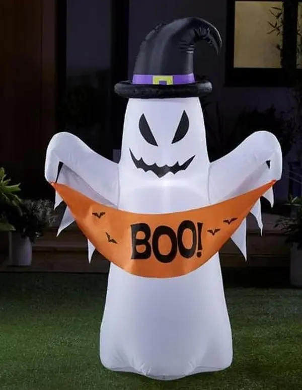 4FT 2026 Upgrade Halloween Ghost Inflatables – Spooky Blow Up Decoration with LED Lights, Inflatable Ghost with Witch Hat for Outdoor/Indoor Yard Decor, Boo Ghost