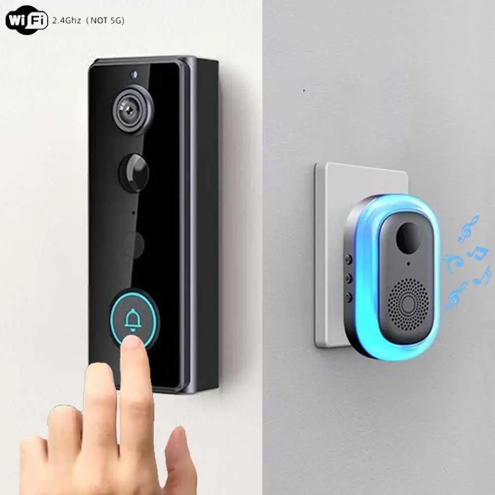 WiFi Wireless Video Doorbell, 720P HD Smart WiFi Video Doorbell with 4000mAh Battery, 2-Way Audio, Remote Wake, Night Vision, Cloud Storage, Home Security System