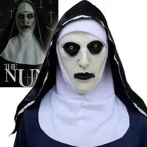 Ultra-Realistic Evil Nun Latex Mask, Scary Full-Head Costume with Religious Garment for Halloween and Haunted Houses