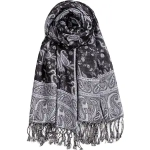 AUSEKALY Pashmina Feel Shawls Wraps for Women Rave Scarf Soft Silky Reversible Men Scarves