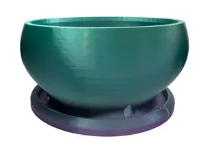 Small Round Succulent and flowers Planter Pot 3.2" Black Shallow Bowl with drainage holes and built in saucer desk or office