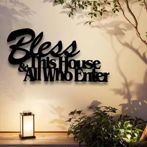 Christian Faith Bible Verse Wall Art Metal Decorative Plaque, Inspirational Home Office Church Decoration, Blessing Sign for Living Room Bedroom