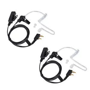 Two-Way Radio Earpiece w/Mic ,Acoustic Coil Tube Headset Compatible with Kenwood, Baofeng, Retevis, Pxton, Wouxun TH-F6 TK-208 UV5R/Plus PX-777/Plus KG-699 etc. Walkie Talkie for Police Security and Law Enforcement Use(2 Pcs)