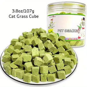 3.8oz/107g Cat Grass Treats for Hairball Support and Teeth Cleaning, Chicken Flavored Hairball Treats for Cats, Natural Freeze Dried Cat Grass Treats for Indoor Cats, Cat Grass for Cat