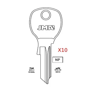 National Cabinet Key Blank - Fits 1069L, JMA Part #: NTC-1D, NA14 Compatibility, 10 Pack